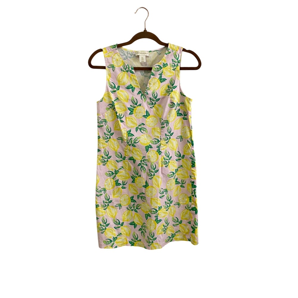 Cynthia Rowley Pink Shift Dress with Yellow Lemon Print